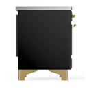ILVE Majestic III 36-Inch Induction Range with 6 Induction Elements and Triple Glass Door Electric Oven in Glossy Black with Brass Trim (UMIB36NR3BKG)