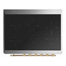 ILVE Majestic III 36-Inch Induction Range with 6 Induction Elements and Triple Glass Door Electric Oven in Glossy Black with Brass Trim (UMIB36NR3BKG)