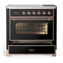 ILVE Majestic III 36-Inch Induction Range with 6 Induction Elements and Triple Glass Door Electric Oven in Glossy Black with Copper Trim (UMIB36NR3BKP)