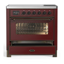 ILVE Majestic III 36-Inch Induction Range with 6 Induction Elements and Triple Glass Door Electric Oven in Burgundy with Burnished Trim (UMIB36NR3BUB)