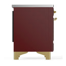 ILVE Majestic III 36-Inch Induction Range with 6 Induction Elements and Triple Glass Door Electric Oven in Burgundy with Brass Trim (UMIB36NR3BUG)