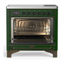 ILVE Majestic III 36-Inch Induction Range with 6 Induction Elements and Triple Glass Door Electric Oven in Emerald Green with Burnished Trim (UMIB36NR3EGB)