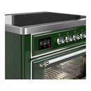 ILVE Majestic III 36-Inch Induction Range with 6 Induction Elements and Triple Glass Door Electric Oven in Emerald Green with Chrome Trim (UMIB36NR3EGC)