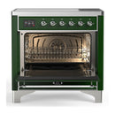 ILVE Majestic III 36-Inch Induction Range with 6 Induction Elements and Triple Glass Door Electric Oven in Emerald Green with Chrome Trim (UMIB36NR3EGC)