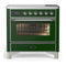 ILVE Majestic III 36-Inch Induction Range with 6 Induction Elements and Triple Glass Door Electric Oven in Emerald Green with Chrome Trim (UMIB36NR3EGC)