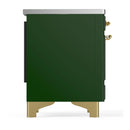 ILVE Majestic III 36-Inch Induction Range with 6 Induction Elements and Triple Glass Door Electric Oven in Emerald Green with Brass Trim (UMIB36NR3EGG)