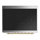 ILVE Majestic III 36-Inch Induction Range with 6 Induction Elements and Triple Glass Door Electric Oven in Emerald Green with Brass Trim (UMIB36NR3EGG)
