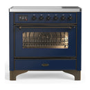 ILVE Majestic III 36-Inch Induction Range with 6 Induction Elements and Triple Glass Door Electric Oven in Mightnight Blue with Burnished Trim (UMIB36NR3MBB)
