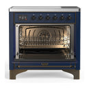 ILVE Majestic III 36-Inch Induction Range with 6 Induction Elements and Triple Glass Door Electric Oven in Mightnight Blue with Burnished Trim (UMIB36NR3MBB)