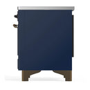 ILVE Majestic III 36-Inch Induction Range with 6 Induction Elements and Triple Glass Door Electric Oven in Mightnight Blue with Burnished Trim (UMIB36NR3MBB)