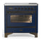 ILVE Majestic III 36-Inch Induction Range with 6 Induction Elements and Triple Glass Door Electric Oven in Mightnight Blue with Burnished Trim (UMIB36NR3MBB)
