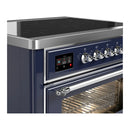ILVE Majestic III 36-Inch Induction Range with 6 Induction Elements and Triple Glass Door Electric Oven in Mightnight Blue with Chrome Trim (UMIB36NR3MBC)