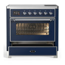 ILVE Majestic III 36-Inch Induction Range with 6 Induction Elements and Triple Glass Door Electric Oven in Mightnight Blue with Chrome Trim (UMIB36NR3MBC)