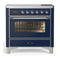 ILVE Majestic III 36-Inch Induction Range with 6 Induction Elements and Triple Glass Door Electric Oven in Mightnight Blue with Chrome Trim (UMIB36NR3MBC)