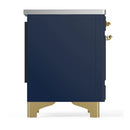 ILVE Majestic III 36-Inch Induction Range with 6 Induction Elements and Triple Glass Door Electric Oven in Mightnight Blue with Brass Trim (UMIB36NR3MBG)