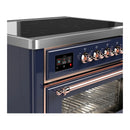 ILVE Majestic III 36-Inch Induction Range with 6 Induction Elements and Triple Glass Door Electric Oven in Mightnight Blue with Copper Trim (UMIB36NR3MBP)