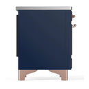 ILVE Majestic III 36-Inch Induction Range with 6 Induction Elements and Triple Glass Door Electric Oven in Mightnight Blue with Copper Trim (UMIB36NR3MBP)