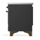 ILVE Majestic III 36-Inch Induction Range with 6 Induction Elements and Triple Glass Door Electric Oven in Matte Graphite with Burnished Trim (UMIB36NR3MGB)