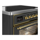 ILVE Majestic III 36-Inch Induction Range with 6 Induction Elements and Triple Glass Door Electric Oven in Matte Graphite with Brass Trim (UMIB36NR3MGG)