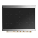 ILVE Majestic III 36-Inch Induction Range with 6 Induction Elements and Triple Glass Door Electric Oven in Matte Graphite with Brass Trim (UMIB36NR3MGG)