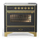 ILVE Majestic III 36-Inch Induction Range with 6 Induction Elements and Triple Glass Door Electric Oven in Matte Graphite with Brass Trim (UMIB36NR3MGG)