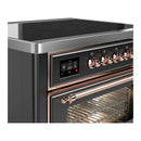 ILVE Majestic III 36-Inch Induction Range with 6 Induction Elements and Triple Glass Door Electric Oven in Matte Graphite with Copper Trim (UMIB36NR3MGP)