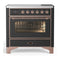 ILVE Majestic III 36-Inch Induction Range with 6 Induction Elements and Triple Glass Door Electric Oven in Matte Graphite with Copper Trim (UMIB36NR3MGP)