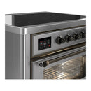 ILVE Majestic III 36-Inch Induction Range with 6 Induction Elements and Triple Glass Door Electric Oven in Stainless Steel with Burnished Trim (UMIB36NR3SSB)