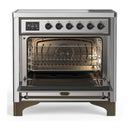 ILVE Majestic III 36-Inch Induction Range with 6 Induction Elements and Triple Glass Door Electric Oven in Stainless Steel with Burnished Trim (UMIB36NR3SSB)