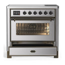 ILVE Majestic III 36-Inch Induction Range with 6 Induction Elements and Triple Glass Door Electric Oven in Stainless Steel with Burnished Trim (UMIB36NR3SSB)