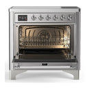 ILVE Majestic III 36-Inch Induction Range with 6 Induction Elements and Triple Glass Door Electric Oven in Stainless Steel with Chrome Trim (UMIB36NR3SSC)