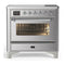 ILVE Majestic III 36-Inch Induction Range with 6 Induction Elements and Triple Glass Door Electric Oven in Stainless Steel with Chrome Trim (UMIB36NR3SSC)