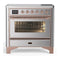 ILVE Majestic III 36-Inch Induction Range with 6 Induction Elements and Triple Glass Door Electric Oven in Stainless Steel with Copper Trim (UMIB36NR3SSP)