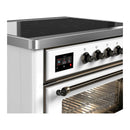 ILVE Majestic III 36-Inch Induction Range with 6 Induction Elements and Triple Glass Door Electric Oven in White with Burnished Trim (UMIB36NR3WHB)