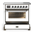 ILVE Majestic III 36-Inch Induction Range with 6 Induction Elements and Triple Glass Door Electric Oven in White with Burnished Trim (UMIB36NR3WHB)