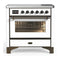 ILVE Majestic III 36-Inch Induction Range with 6 Induction Elements and Triple Glass Door Electric Oven in White with Burnished Trim (UMIB36NR3WHB)