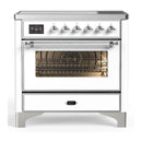 ILVE Majestic III 36-Inch Induction Range with 6 Induction Elements and Triple Glass Door Electric Oven in White with Chrome Trim (UMIB36NR3WHC)
