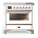 ILVE Majestic III 36-Inch Induction Range with 6 Induction Elements and Triple Glass Door Electric Oven in White with Copper Trim (UMIB36NR3WHP)