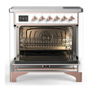 ILVE Majestic III 36-Inch Induction Range with 6 Induction Elements and Triple Glass Door Electric Oven in White with Copper Trim (UMIB36NR3WHP)
