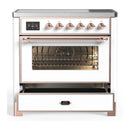 ILVE Majestic III 36-Inch Induction Range with 6 Induction Elements and Triple Glass Door Electric Oven in White with Copper Trim (UMIB36NR3WHP)