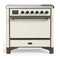 ILVE Majestic III 36-Inch Induction Range with 6 Induction Elements and Solid Door Electric Oven in Antique White with Burnished Trim (UMIB36QNR3AWB)