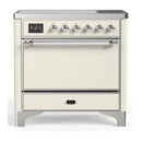 ILVE Majestic III 36-Inch Induction Range with 6 Induction Elements and Solid Door Electric Oven in Antique White with Chrome Trim (UMIB36QNR3AWC)