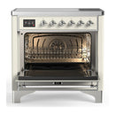 ILVE Majestic III 36-Inch Induction Range with 6 Induction Elements and Solid Door Electric Oven in Antique White with Chrome Trim (UMIB36QNR3AWC)