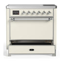 ILVE Majestic III 36-Inch Induction Range with 6 Induction Elements and Solid Door Electric Oven in Antique White with Chrome Trim (UMIB36QNR3AWC)