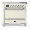 ILVE Majestic III 36-Inch Induction Range with 6 Induction Elements and Solid Door Electric Oven in Antique White with Chrome Trim (UMIB36QNR3AWC)