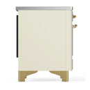 ILVE Majestic III 36-Inch Induction Range with 6 Induction Elements and Solid Door Electric Oven in Antique White with Brass Trim (UMIB36QNR3AWG)