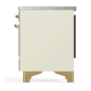 ILVE Majestic III 36-Inch Induction Range with 6 Induction Elements and Solid Door Electric Oven in Antique White with Brass Trim (UMIB36QNR3AWG)