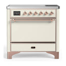 ILVE Majestic III 36-Inch Induction Range with 6 Induction Elements and Solid Door Electric Oven in Antique White with Copper Trim (UMIB36QNR3AWP)
