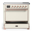 ILVE Majestic III 36-Inch Induction Range with 6 Induction Elements and Solid Door Electric Oven in Antique White with Copper Trim (UMIB36QNR3AWP)