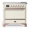 ILVE Majestic III 36-Inch Induction Range with 6 Induction Elements and Solid Door Electric Oven in Antique White with Copper Trim (UMIB36QNR3AWP)